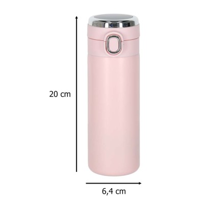 LED termoso puodelis su kandikliu 350 ml rožinės spalvos