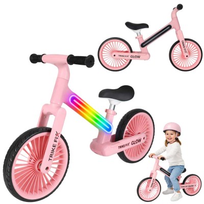 Trike Fix vaikiškas dviratininko šalmas reguliuojamas LED S 48-54cm rožinis – šaldyti braškių daigai