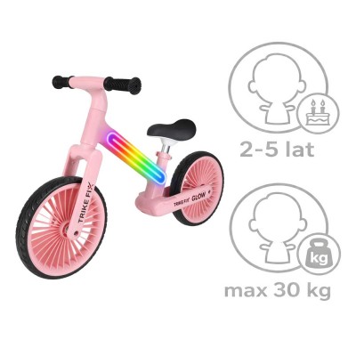 Trike Fix Glow LED krosinis dviratis rožinės spalvos – šaldyti braškių daigai