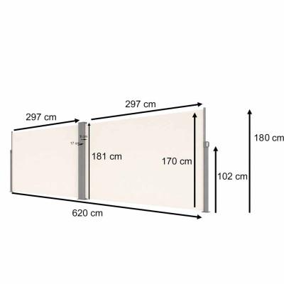 LUARO kampinė šoninė terasos markizė su ištraukiamu ekranu 180 x 620 cm, smėlio spalvos – šaldyti braškių daigai