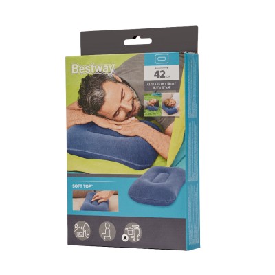 BESTWAY 67121 Kelioninė pripučiama veliūrinė pagalvėlė tamsiai mėlyna