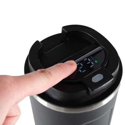 Išmanusis kelioninis puodelis su LED ekranu, juodas, 500 ml