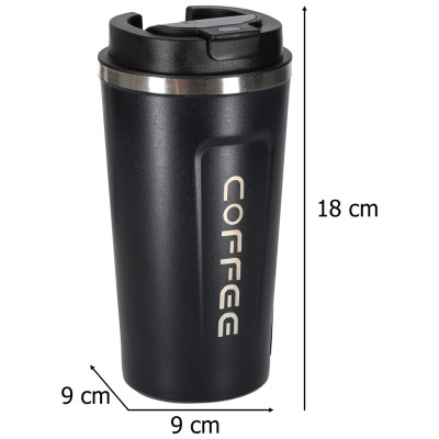 Išmanusis kelioninis puodelis su LED ekranu, juodas, 500 ml