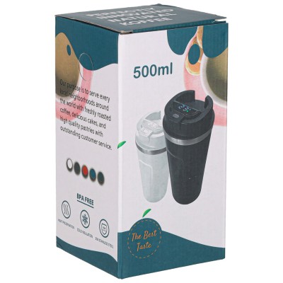 Išmanusis kelioninis puodelis su LED ekranu, juodas, 500 ml