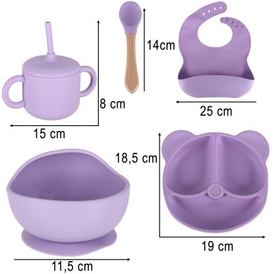 Vaikiškų silikoninių įrankių rinkinys, 8 vnt., violetinės spalvos