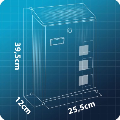 Moodne seinale kinnitatav postkast Humberg HM-864, 39x25,5x12 cm, must