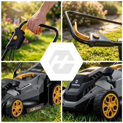 Elektrinė vejapjovė Humberg HM-612, 1400W, 34 cm (aukščio reguliavimas) – šaldyti braškių daigai