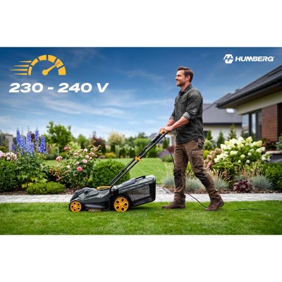 Elektrinė vejapjovė Humberg HM-612, 1400W, 34 cm (aukščio reguliavimas) – šaldyti braškių daigai