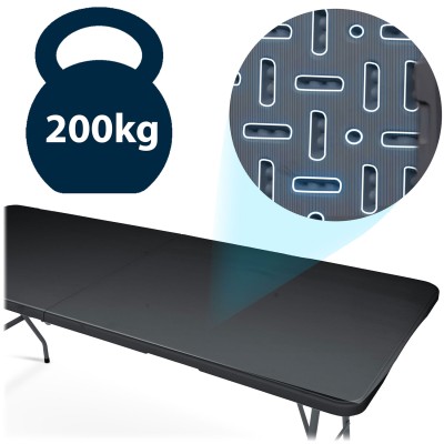 Saliekams dārza ēdināšanas galds 180 cm Plāns melns – sertificēti saldēti zemeņu stādi