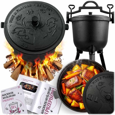 Kociołek żeliwny 11l garnek myśliwski pieczonki na ognisko grill BD-482 348210 – sertificēti saldēti zemeņu stādi