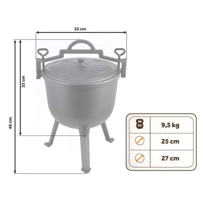 Čuguna katls 8L medību pods ugunskuram/grilam Berdsen BD482 – sertificēti saldēti zemeņu stādi