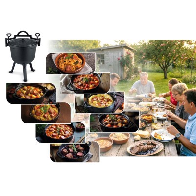 Kocioł żeliwny 8L garnek myśliwski na ognisko/grill Berdsen BD482