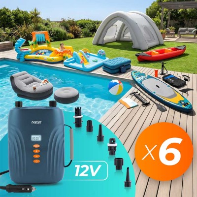 Elektrinė pompa čiužiniui, valčiai ir SUP lentai su 6 antgaliais 12V Neo-Sport NS713 – šaldyti braškių daigai