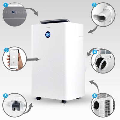 Klimatyzator przenośny z uszczelką 14000 BTU osuszacz grzanie WiFi 37l/24h Berdsen BD-584