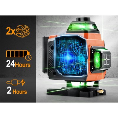 Kryžminis lazerinis nivelyras Humberg HM-175 4D, 16 linijų su stovu ir priedais – šaldyti braškių daigai