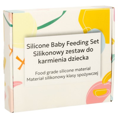 Silikoniniai indai kūdikiams prie stalo, 4 dalių rinkinys, meškiukas oranžinis